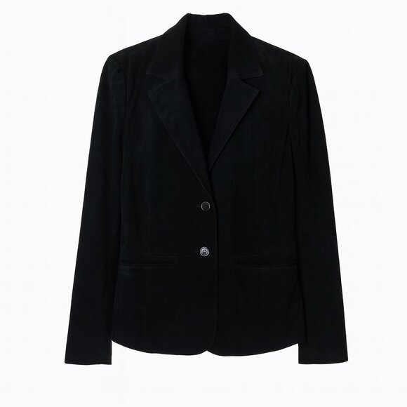 Vintage Arden B Black Suede Leather Blazer – 100% Leather Jacket Size Large - Picture 1 of 7